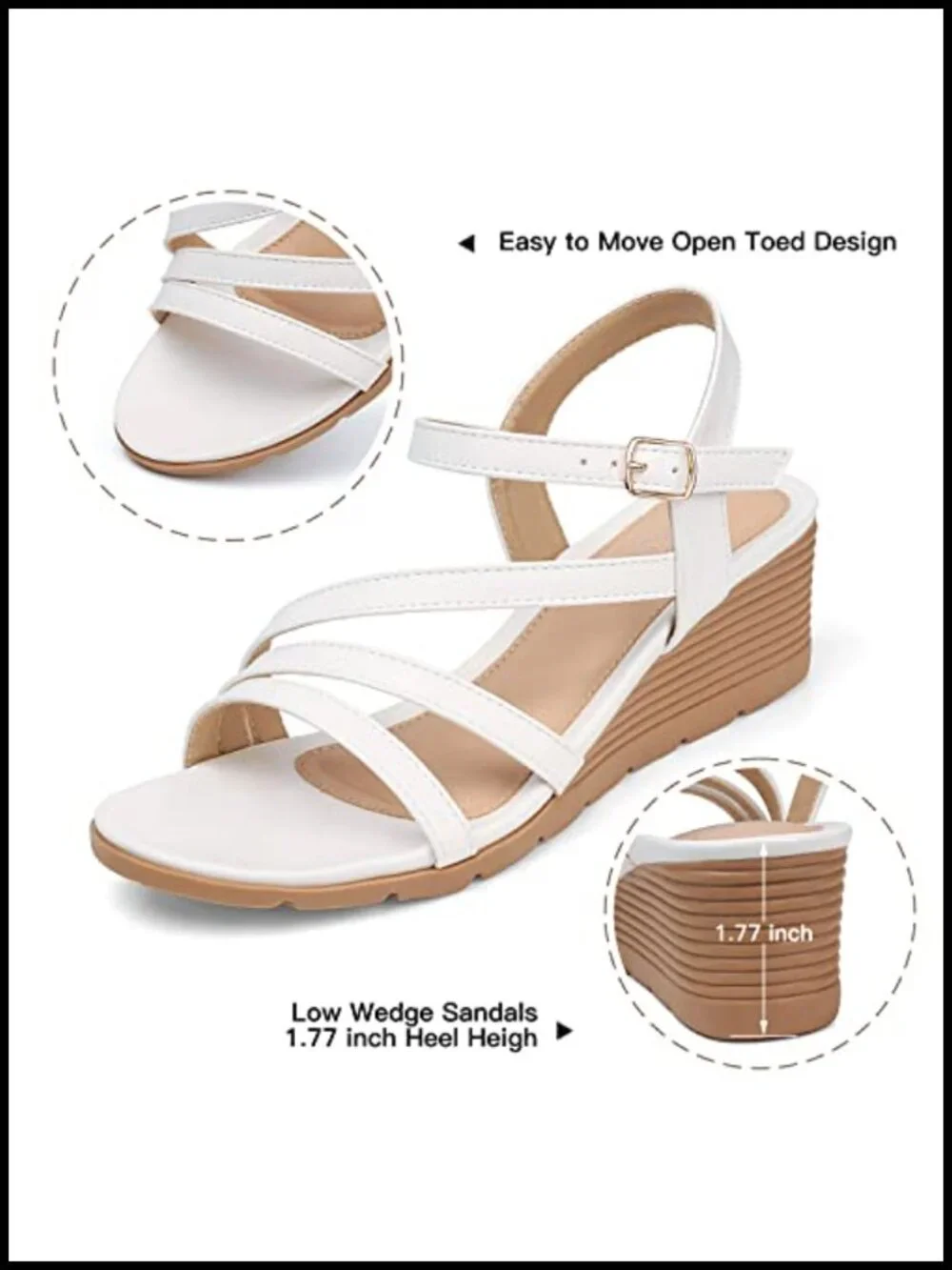 Wedge Sandals for Women Dressy Low Heel Ankle Strap Open Toe